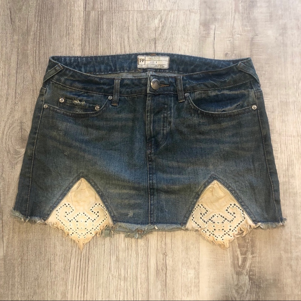 Free People | Blue Tire Swing Denim Skirt